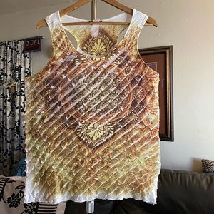 Fringe Art Sunset Sleeveless Top Size Large